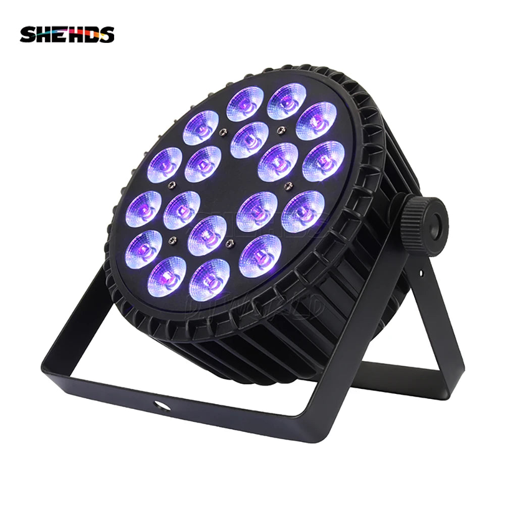 LED Flat Par – LED Podiumverlichting – DJ Verlichting – Disco Licht – Party Lamp – Set van 6 – RGBW 18x12W LED’s – Inclusief Stevige Flight Case