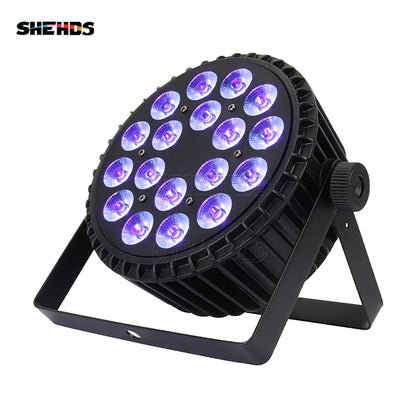 LED Flat Par – LED Podiumverlichting – DJ Verlichting – Disco Licht – Party Lamp – Set van 6 – RGBW 18x12W LED’s – Inclusief Stevige Flight Case