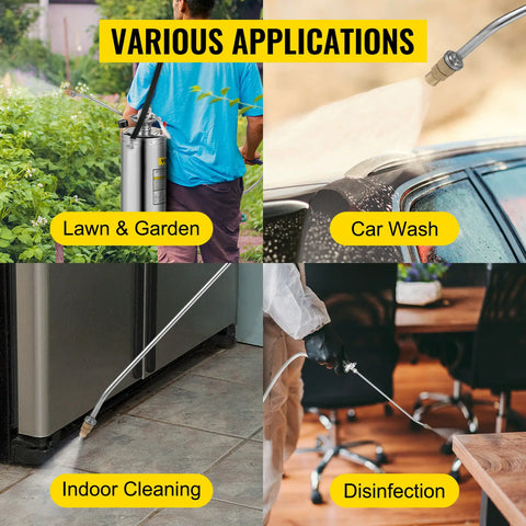 Vevor - Pressure Sprayer - Hand Sprayer - Pressure Sprayers - 6L/1.5Gal - for Garden and Home - Stainless Steel
