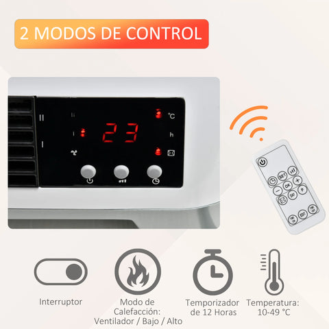 Keramische verwarming - Badkamerverwarming - Verwarming - Wandverwarming - geschikt voor de badkamer - PTC-element - met afstandsbediening - 45x18,6x11,5cm - 1000W - Maximaal vermogen 2000W