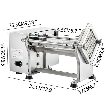 Elektrische Groentesnijder – Groentesnijmachine – Fruit Snijder – Frietjes Maker – Roestvrij Staal – 4 Verwisselbare Messen – Automatisch Veiligheidssysteem - QUORE