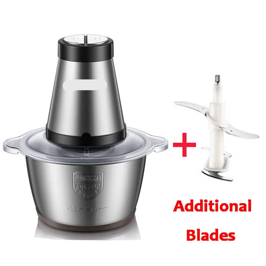 Elektrische Vleesmolen - 500W - Foodprocessor - Hakmolen - 2L RVS Keukenmachine - 2 Snelheden - voor Vlees - Noten en Groenten - Eenvoudig Schoon te Maken - Standaard Extra Mes