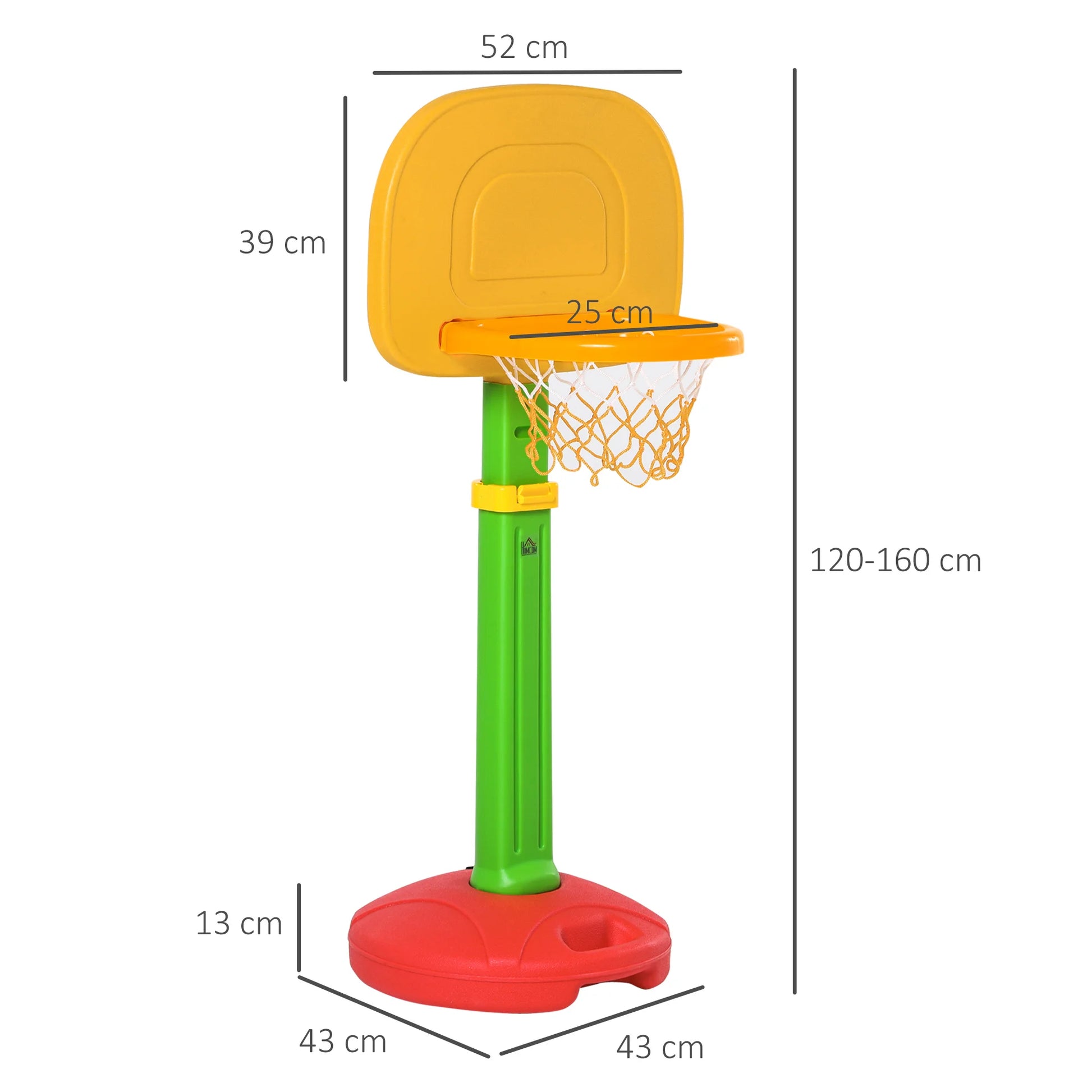 Basketbal - Basketbalstandaard - Basketbalmand - met 2 Ballen - voor 3-5 jaar - Opblaasbaar - Hoogteverstelbaar - HDPE - Polypropyleen - PVC - 52,5 x 44 x 120-160 cm - Veelkleurig - QUORE