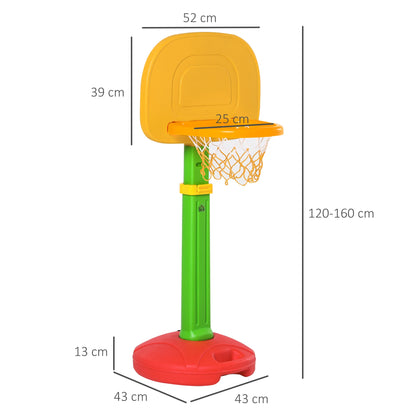 Basketbal - Basketbalstandaard - Basketbalmand - met 2 Ballen - voor 3-5 jaar - Opblaasbaar - Hoogteverstelbaar - HDPE - Polypropyleen - PVC - 52,5 x 44 x 120-160 cm - Veelkleurig - QUORE