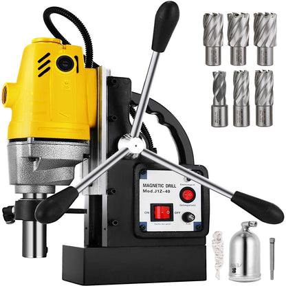Magnetische Boormachine – Metaalboor – Kernboormachine – Industriële Boormachine – 1100 Watt Motor – 12.000 N Magnetische Zuigkracht – 40 Mm Boordiameter - 6 Boortjes