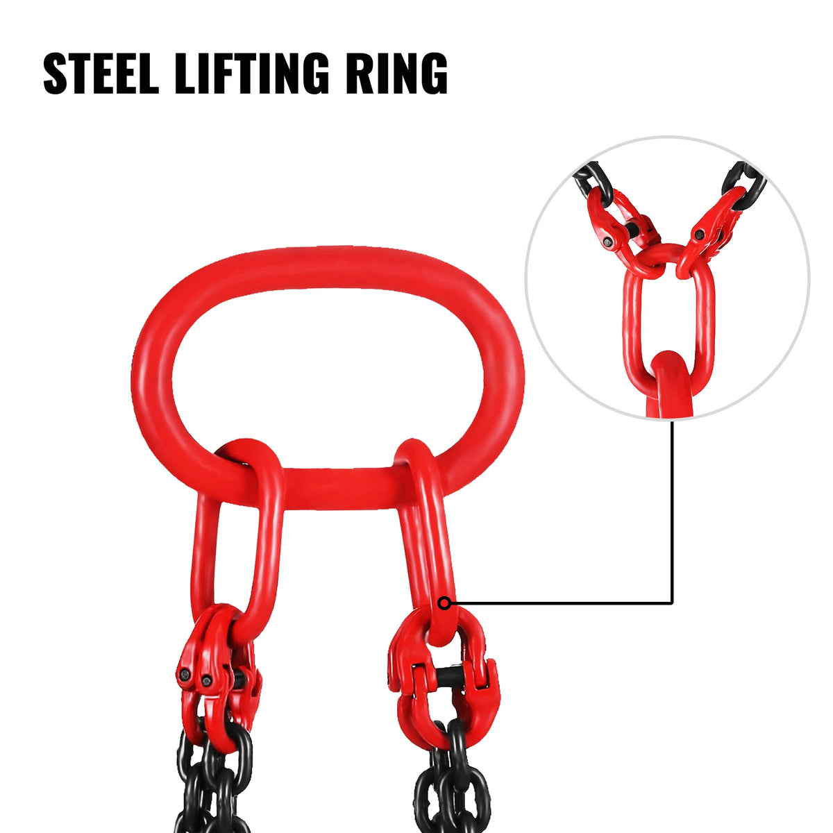 Hijsketting - Ketting - Stalen Ketting - Hijsbanden - Heft 5 Ton 4M - Met 4 Benen Haken en Versteller G80 Gelegeerd Staal