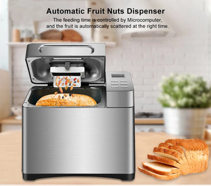 Broodbakmachine - Broodmachine - Brood Maker Machine - 19-in-1 - Automatische Broodbakmachine - 650W - LCD Display - Fruit- & Notendispenser