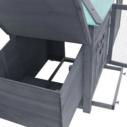 Kippenhok - Kippenren - Kippenhokken - Inloop Kippenren - Waterdicht Dak - 193x68x104cm - Houten Buitenhok - voor Pluimvee - Grijs