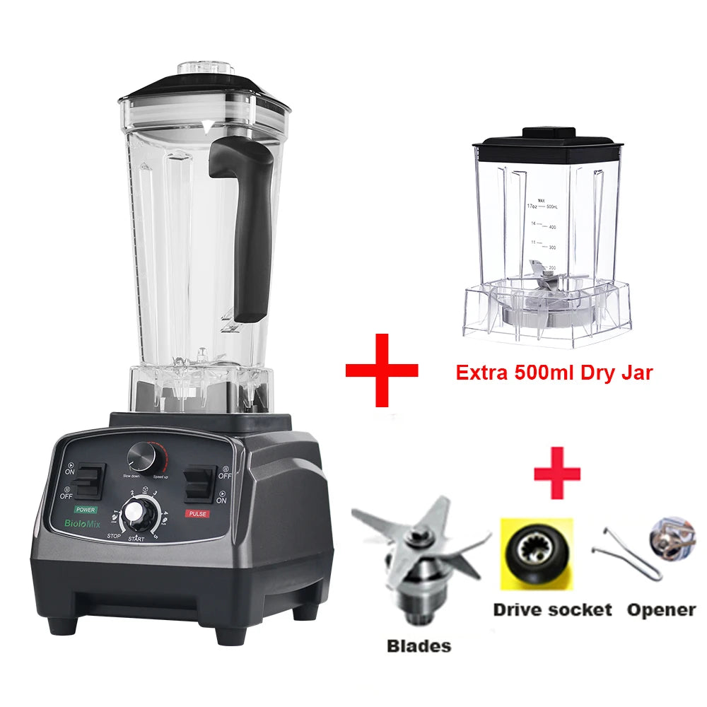 Blender - Smoothie Maker - Blender Smoothie - Foodprocessor - 2200W - 2L - BPA-vrije - Zes Mesbladen - Ice Crusher - Extra 500 ml DJ N 3PA