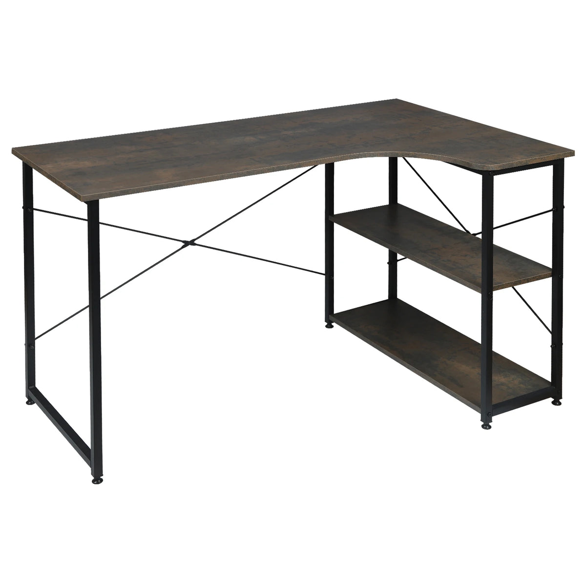 Computertafel - Computerbureau - Computermeubel - Laptoptafel - Gamingtafel - L-vormig - Licht eiken en zwart
