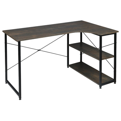 Computertafel - Computerbureau - Computermeubel - Laptoptafel - Gamingtafel - L-vormig - Licht eiken en zwart