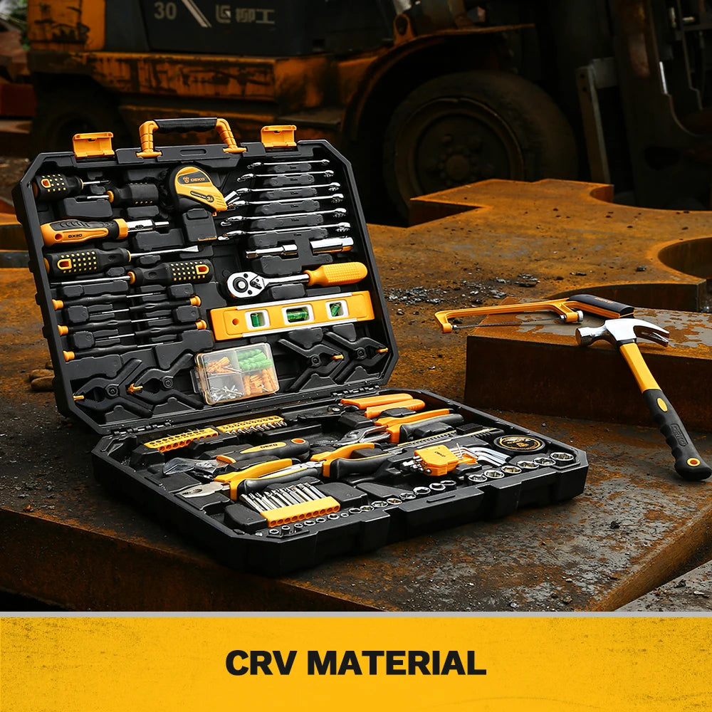 Deko - Tool case - Basic tool set - 228 pieces - Tools - Tool set - Mixed tool set - Woodworking multi-tools - with tool case - Including socket set Hammer knife