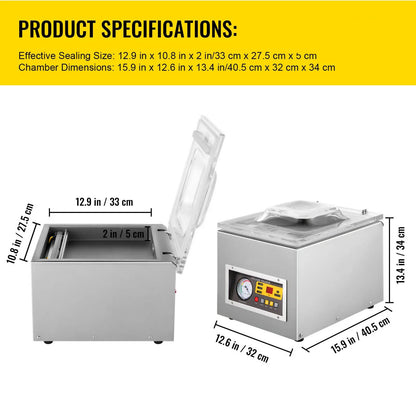 Vacumeermachine - Vacuümverpakkingsmachine - Vacuümmachines - Kamermodel Vacuümsealer - Commerciële - Foodsaver - Seal Apparaat - Vacuüm Sealer - voor Vlees, Maaltijden en Keukenverpakking