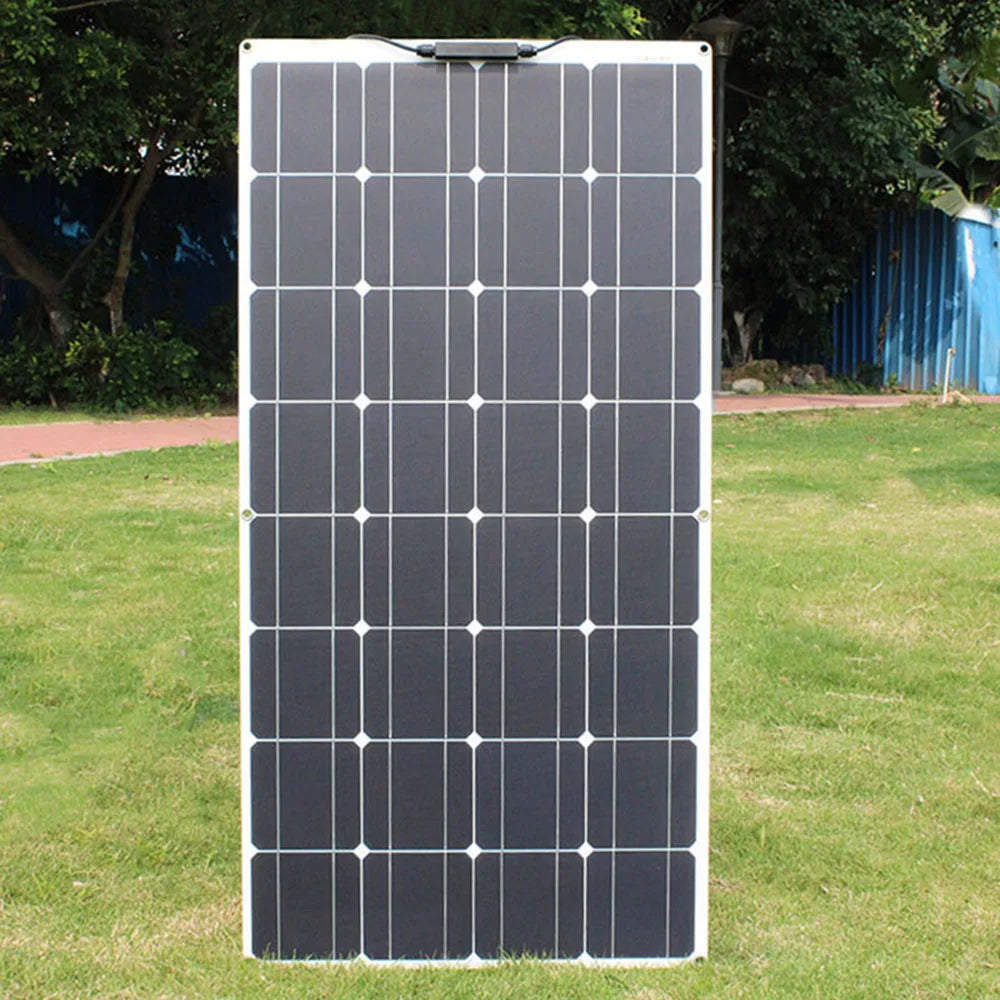 Zonnepanelen - Zonnepaneel - Monokristallijne - 200W - Flexibele - Waterdichte - Voor Camping - Huis - Auto - Off-Grid 12V Systeem - 2 Stuks - QUORE
