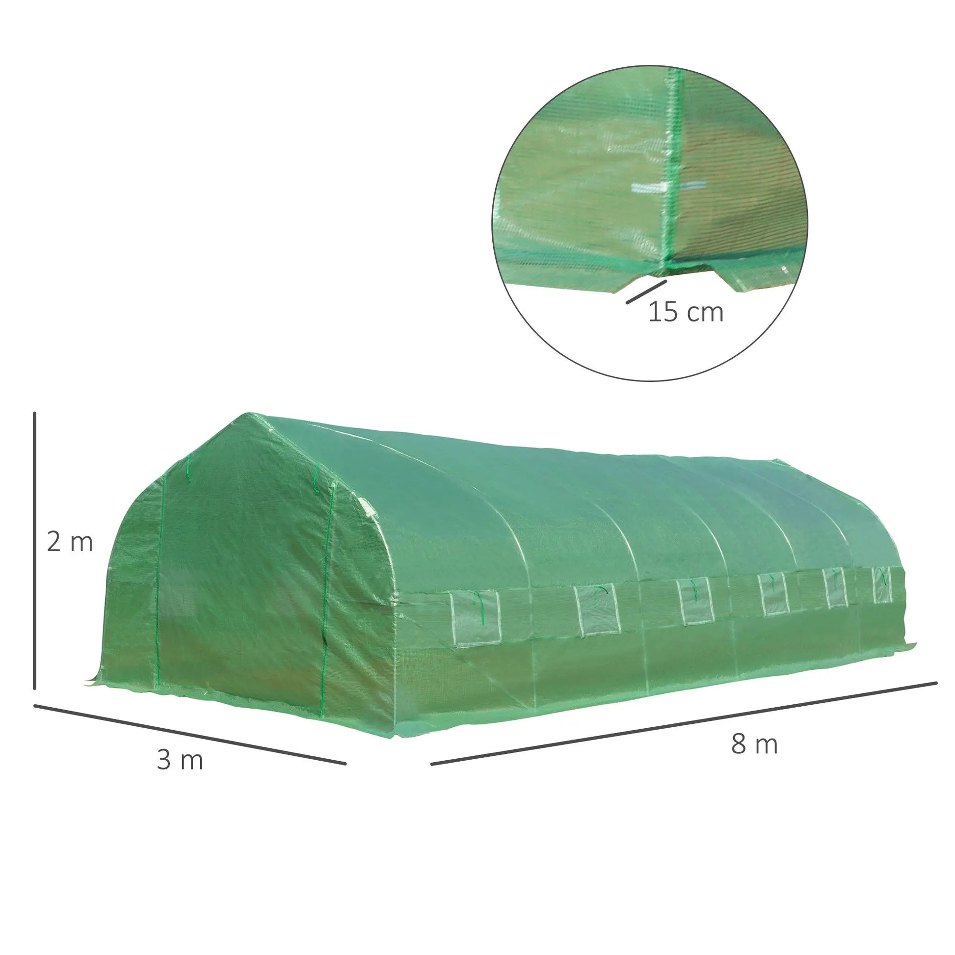 Tuinkas – Kweekkas – Kas Voor Planten – Groentekas – 800 Cm Lengte – 12 Ramen Ventilatie - QUORE