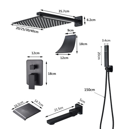 Douchekraan - Douchepaneel  - Douche - Regendouches - Inbouw Douchekraan Systeem – 2-Weg Regendouche Set met 10 inch Douchekop & Thermostatische Mengkraan | Wandgemonteerd SUS304 -  Zwart