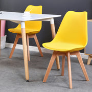 Chair - Dining Chairs - Dining Chairs Set of 6 - Nordic Medieval Dining Chairs - Padded Seat - Beech Legs - Yellow