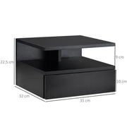 Nachtkastje - Tafel - Bed Pocket - Bedtafel - Bed Organizer - Set van 2 - 1 Lade en Legplank - Zwart