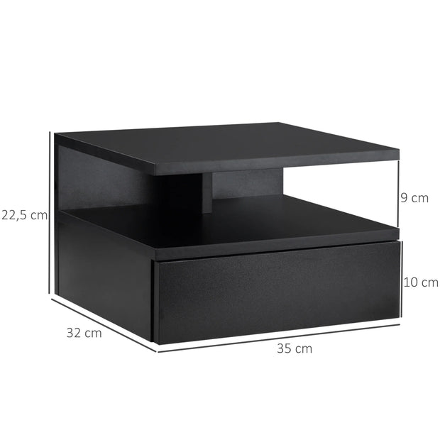 Nachtkastje - Tafel - Bed Pocket - Bedtafel - Bed Organizer - Set van 2 - 1 Lade en Legplank - Zwart