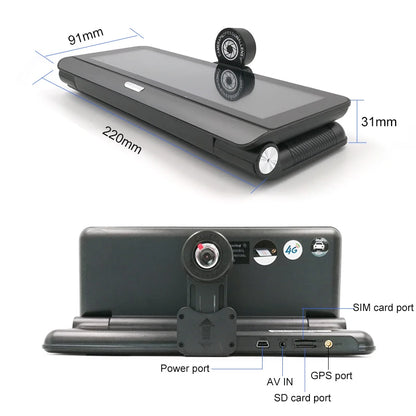 Dashcam voor Auto - 7.84" 4G Android Dashcam – GPS Navigatie, 1080P Full HD, Achteruitrijcamera, Dual Lens, ADAS Rijhulp, WiFi, Bluetooth, Parkeermodus, Loop Recording - Zwart