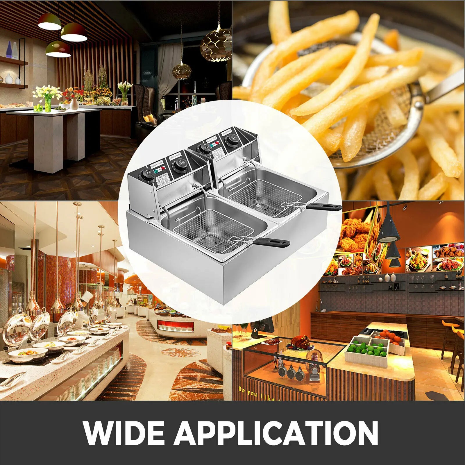 Dubbele Frituurpan - Frituurpannen - Horeca Friteuse - 20L - 6000W - Instelbare Thermostaat - RVS - 2 Tanks - Snelle Verwarming - Voor Horeca - en Thuisgebruik - QUORE
