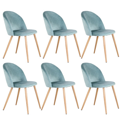 Eetkamerstoelen - Eetstoelen - Keukenstoelen - 6 Stuks - Ergonomische - met Rugleuning - Voor Keuken - Eetgedeelte - Zachte Fluwelen Zitje - Metalen Voeten - 80 x 48 x 43 cm - Groen