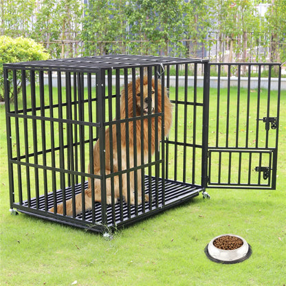 Hondenbench - L - Hondenkooi - Robuuste Metalen - Heavy Duty - Met Verwijderbare Tray - Geschikt voor Grote Honden - Draagbaar en Opvouwbaar - Zwart