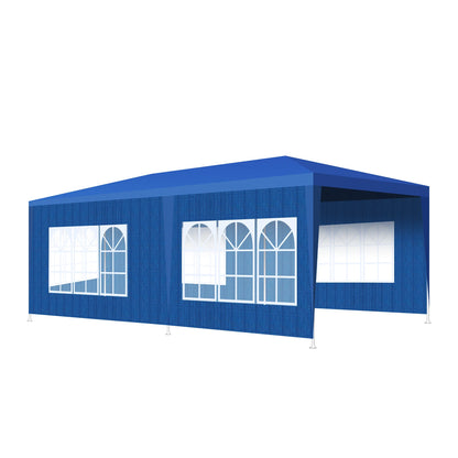 Tuinpaviljoen – Partytent – Tuinpartytent – Tent – Buitentent – Paviljoen – met 6 Verplaatsbare Zijwanden - Waterdicht 210D Oxford Polyester – Stalen Frame Met Roestwerende Coating - 3x6 m - Blauw