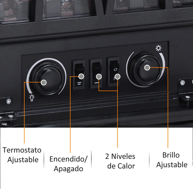Homcom - Electric Fireplace - Fireplace - Decorative Underfloor Heating Heater - Portable Decorative Flame Effect - 1000/2000W - 60Hz - Black