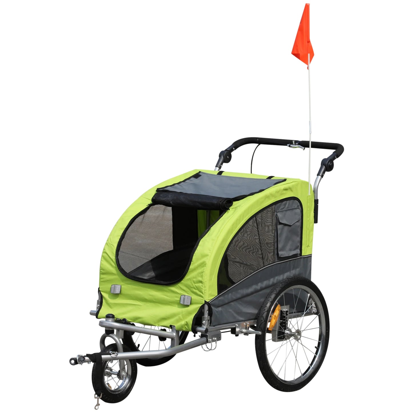 Fietskar - Fietsaanhanger - Transportaanhanger - met 6 Rode Reflectoren - Draagkracht 40kg - Inklapbare Aanhanger - Dekzeil - Veiligheidsvlag - Perfect voor Dagelijks Transport - Metalen Frame - Oxford-doek - 130 x 90 x 110 cm - Groen