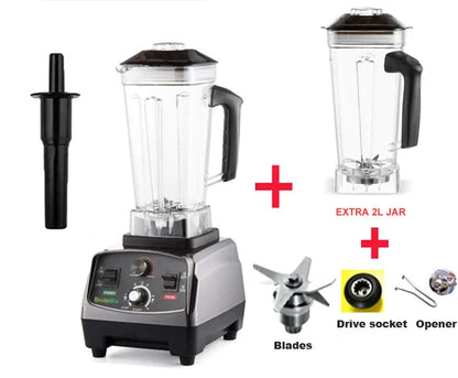 Blender - Blender Smoothie - Smoothie Maker - Foodprocessor - 2200W - Soepmaker - met Timer - 2L BPA-vrije Mengkan - Extra Pot en 3 Onderdelen - QUORE
