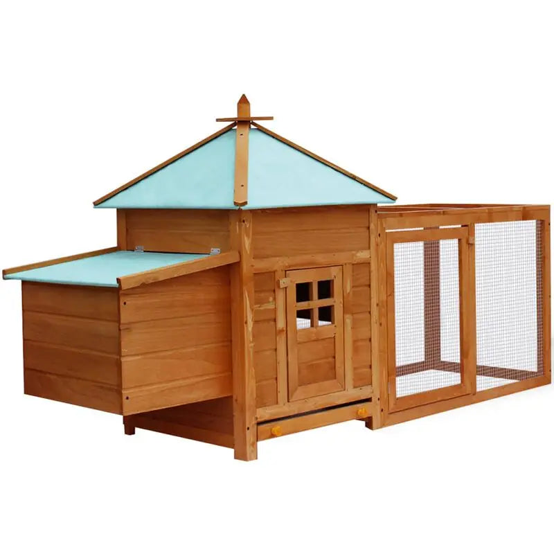 Kippenhok - Kippenren - Kippenhokken - Inloop Kippenren - Waterdicht Dak - 193x68x104cm - Houten Buitenhok - voor Pluimvee - Bruin