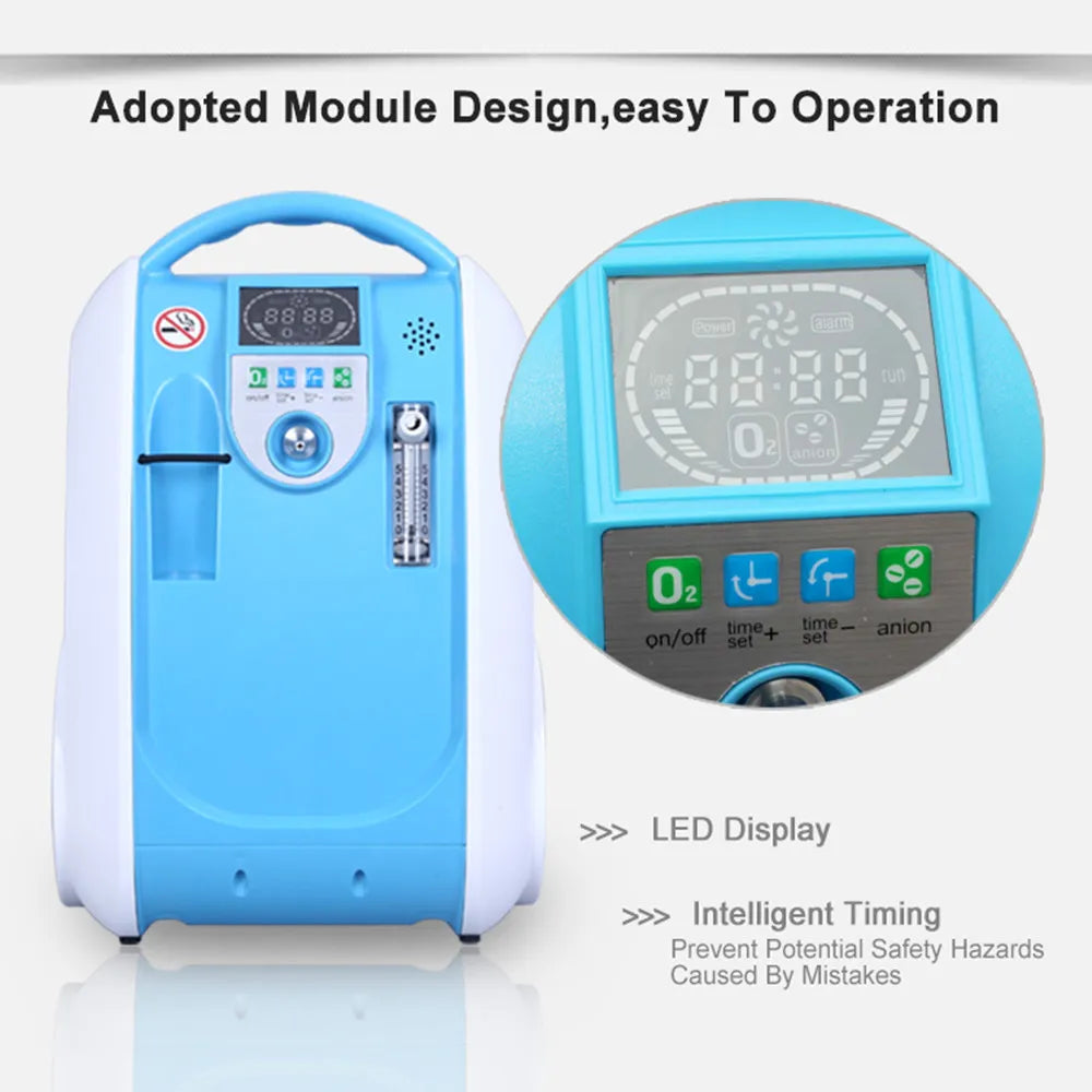 Draagbare Zuurstofconcentrator – Mobiele Zuurstofmachine – Zuurstofgenerator – Ademhalingstoestel – O2 Concentrator – Instelbare 1-5L/min Zuurstofstroom – Stil, Lichtgewicht 5,4 kg - QUORE