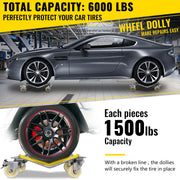 Vevor - Handtrailer Boot - Voertuig Positionering Wiel Dollies - 680Kg Per Dolly - 2Pcs - Band Auto Wiel Dollies - Auto Skate Dolly - Van Positionering Garage Jac - Zilver