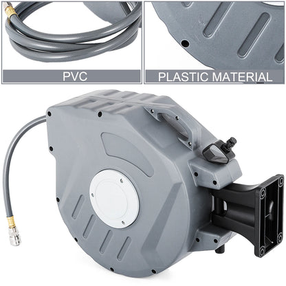Vevor - Intrekbare Luchtslanghaspel - Waterslang - Wandmontage - 20M - Automatisch terugspoelen - 261.1 PSI - Grijs - QUORE