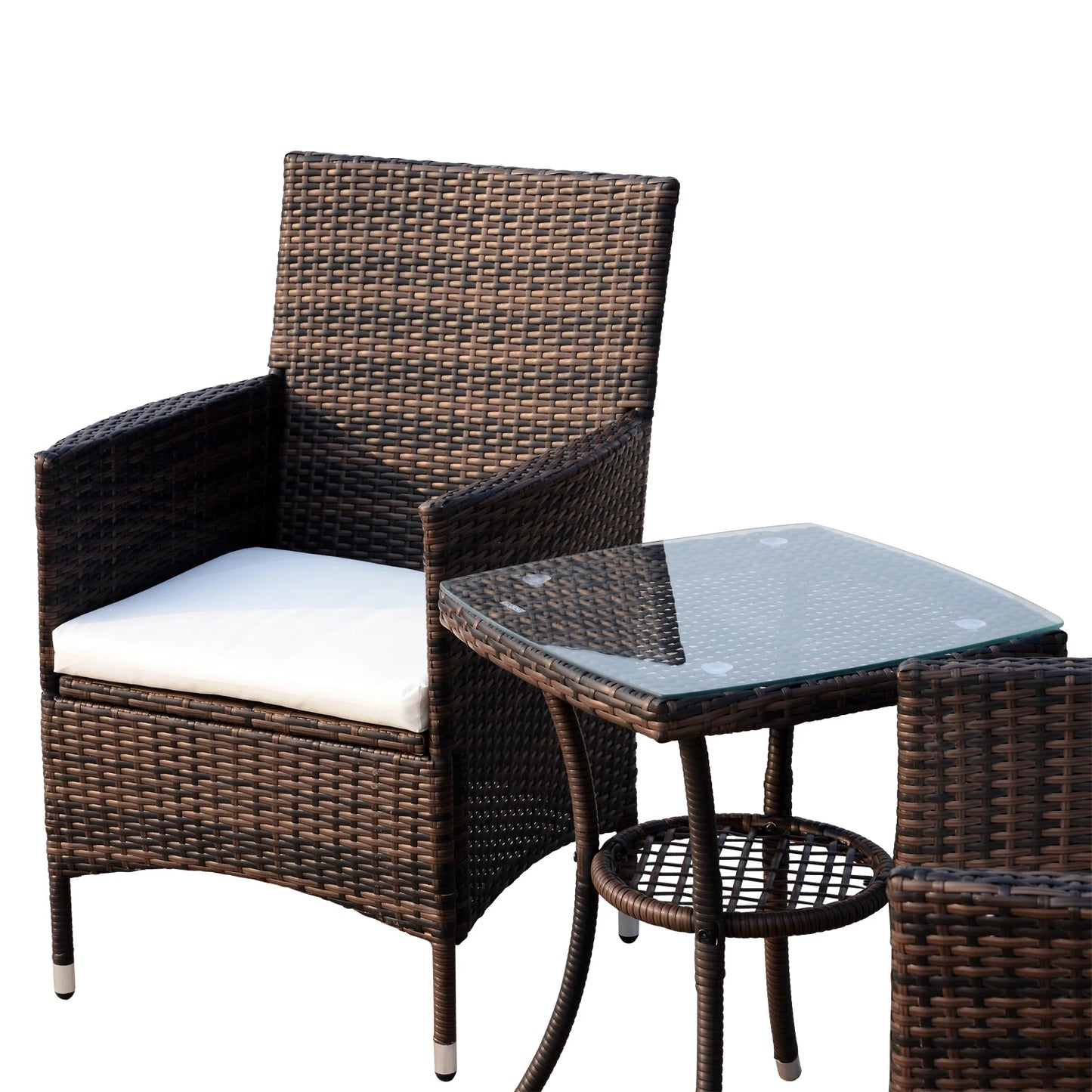 Tuinset – Balkonset – Terrasmeubilair – Tuinmeubelen – Compact – Weerbestendig Poly Rattan – Gehard Glas Tafelblad - QUORE