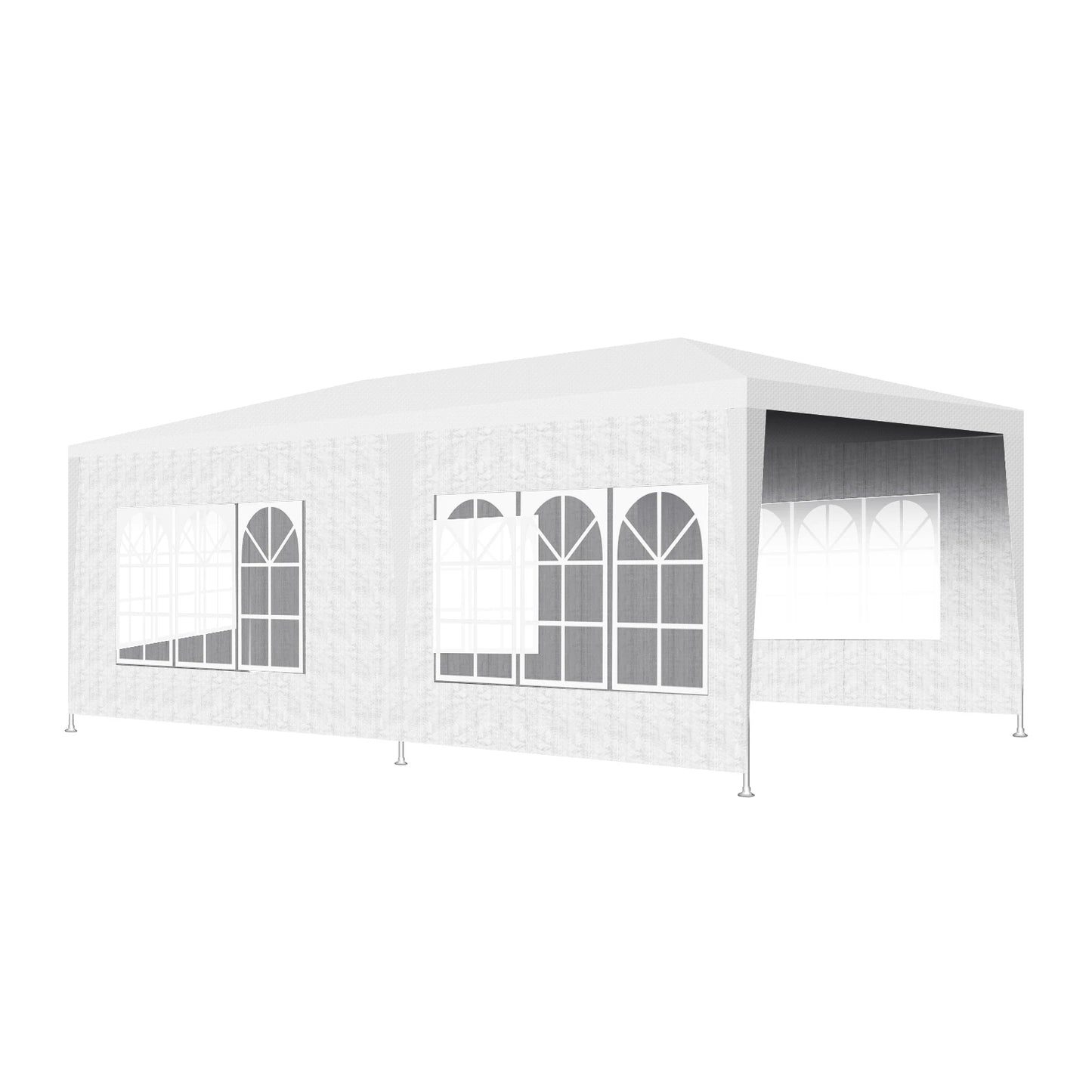 Tuinpaviljoen – Partytent – Tuinpartytent – Tent – Buitentent – Paviljoen – met 6 Verplaatsbare Zijwanden - Waterdicht 210D Oxford Polyester – Stalen Frame Met Roestwerende Coating - 3x6 m - Wit