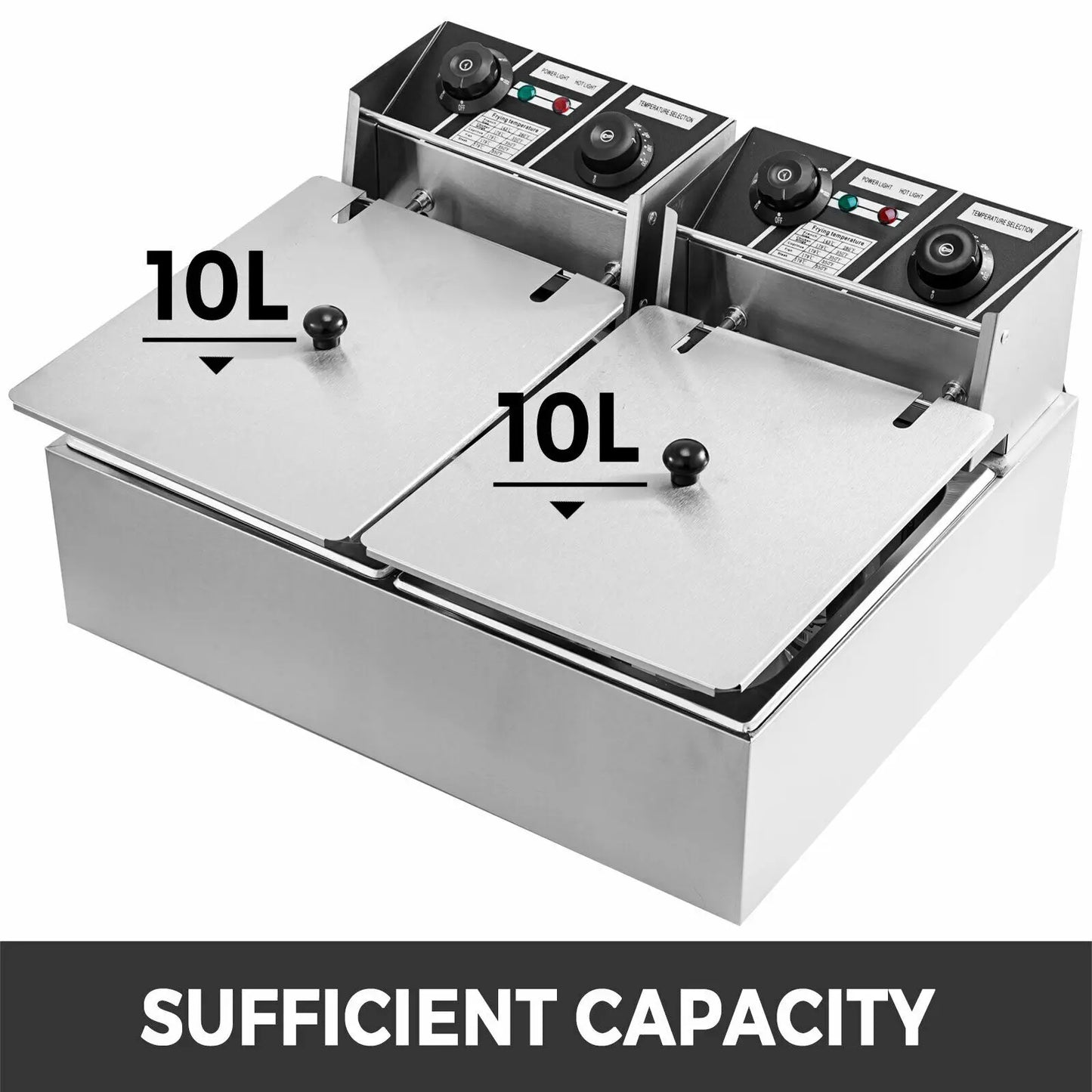 Dubbele Frituurpan - Frituurpannen - Horeca Friteuse - 20L - 6000W - Instelbare Thermostaat - RVS - 2 Tanks - Snelle Verwarming - Voor Horeca - en Thuisgebruik - QUORE