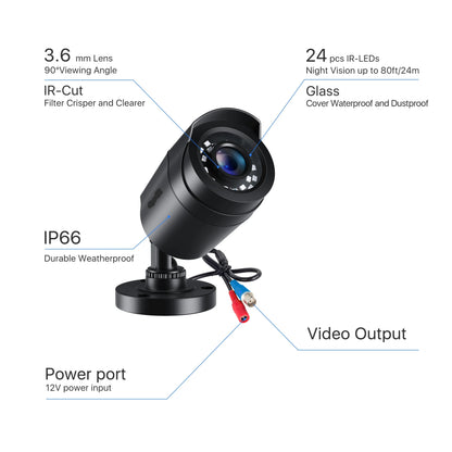 Beveiligingssysteem – CCTV Set – Camera Systeem – Bewakingscamera – Surveillance Kit – Nachtzicht 24m – Weerbestendig IP66