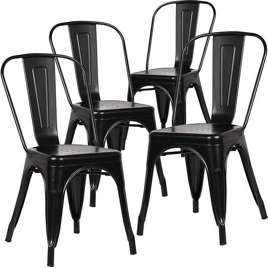 EGOONM Set of 4/8 Modern Metal Dining Chairs Industrial Style Chairs Stackable Used for Restaurant Terrace Outdoor Dining Chair