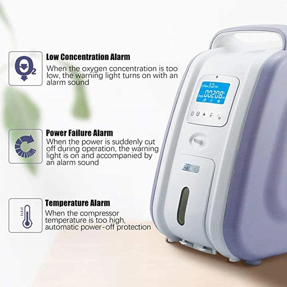 Zuurstofconcentrator – Zuurstofgenerator – Ademhalingsapparaat – Oxygeneer Machine – Medische Concentrator – Instelbare Zuurstofstroom 2-9 L/min – Stil (<38 dB) en Lichtgewicht (7,2 kg)