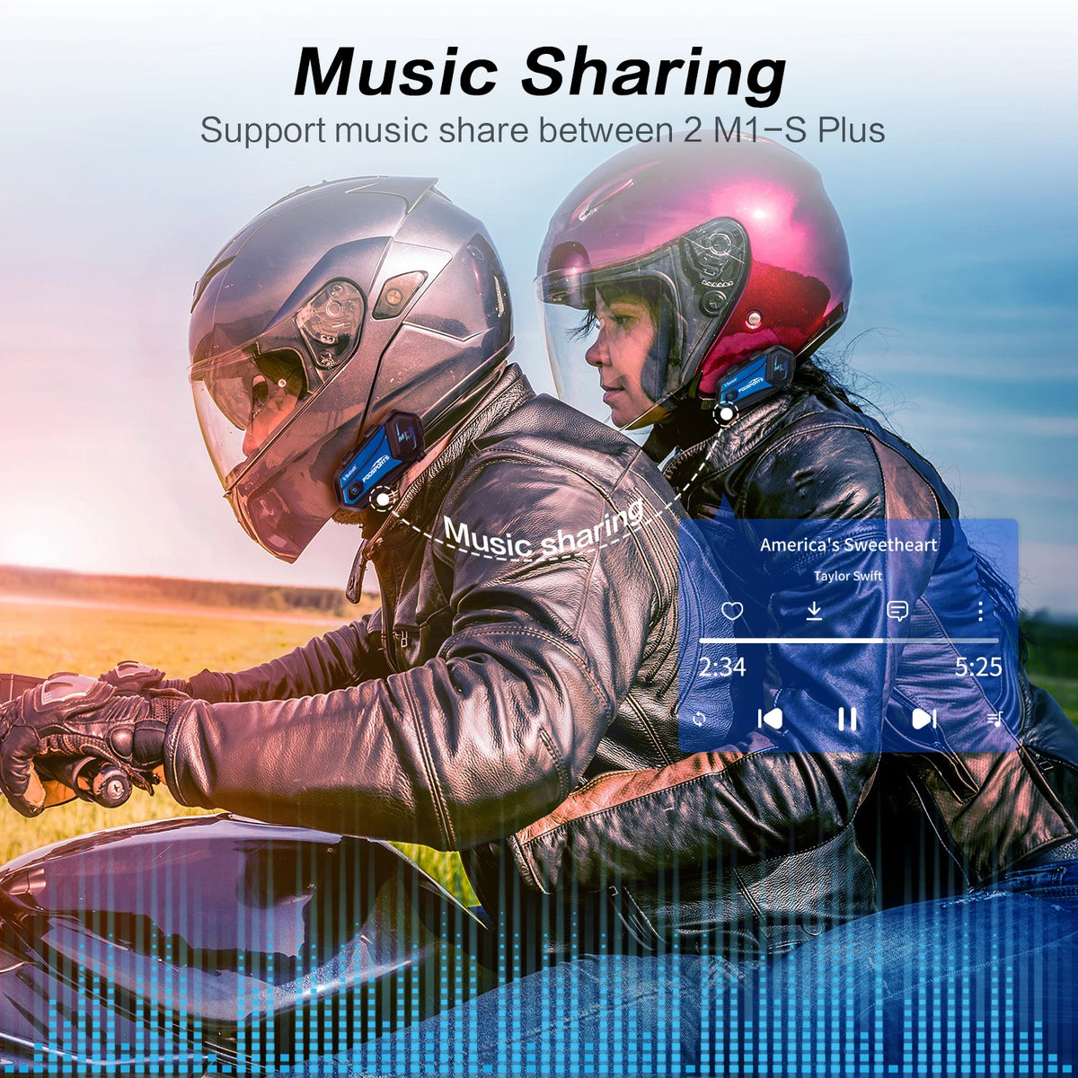 Motorfietsintercom - Helmintercom - MotorfietshelmHeadset - Bluetooth Helmintercom - Helm - Motorfietsaccessoires - 8 Riders - 2000M - Een volledige set - QUORE