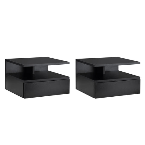 Nachtkastje - Tafel - Bed Pocket - Bedtafel - Bed Organizer - Set van 2 - 1 Lade en Legplank - Zwart