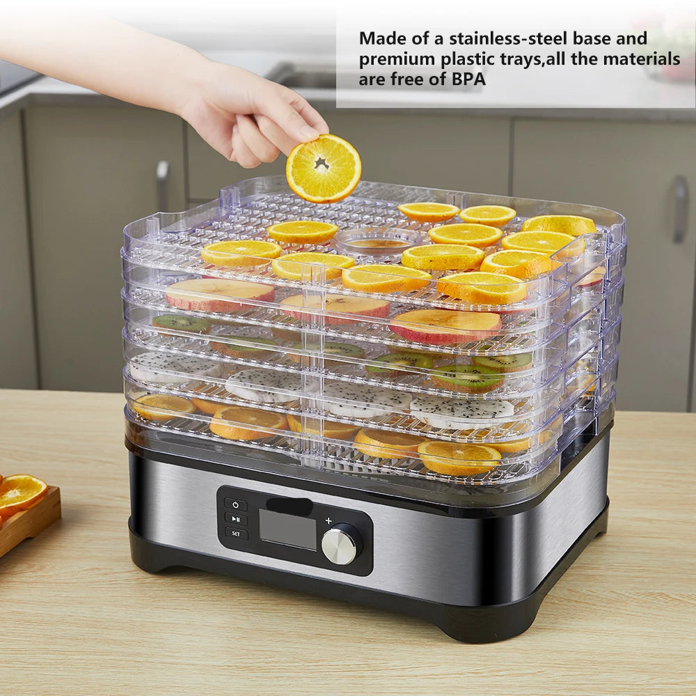Voedseldroger – Dehydrator - Droogoven - Droogoven Voedseldroger - 5 Lades – Met Digitale Timer & Temperatuurregeling – BPA-vrij - QUORE