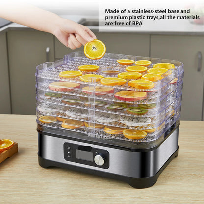 Voedseldroger – Dehydrator - Droogoven - Droogoven Voedseldroger - 5 Lades – Met Digitale Timer & Temperatuurregeling – BPA-vrij - QUORE