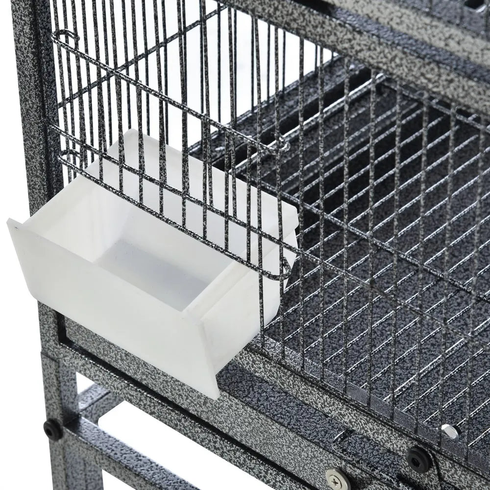Vogelkooi – Papegaaienkooi – Parkietenkooi – Kanariekooi – Vogelvolière – Dubbele Indeling Met Wieltjes – Uitneembare Bodemplaten Voor Makkelijk Schoonmaken - QUORE