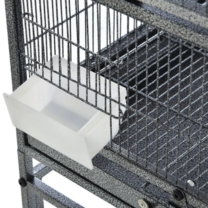Vogelkooi – Papegaaienkooi – Parkietenkooi – Kanariekooi – Vogelvolière – Dubbele Indeling Met Wieltjes – Uitneembare Bodemplaten Voor Makkelijk Schoonmaken - QUORE