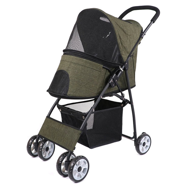 Dog Stroller - Dog Stroller Foldable - Stroller - Ultra Lightweight - 360 Rotation Wheel - Foldable - Green