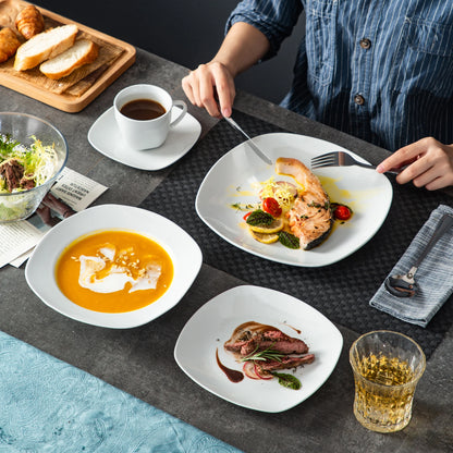 Servies - Servies set - 30-Delig - Porselein Serviesset – Luxe Keramiek Diner Set – Servies voor 6 Personen – Vaatwasser & Magnetronbestendig - Wit - QUORE