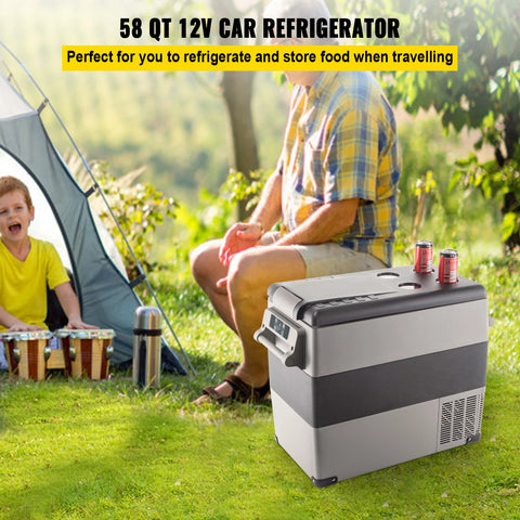 VEVOR 55L Auto Koelkast en Vriezer -Elektrisch - Draagbare Compressor Koelbox voor Camping - Reizen en Outdoor Avonturen - zwart/grijs - QUORE
